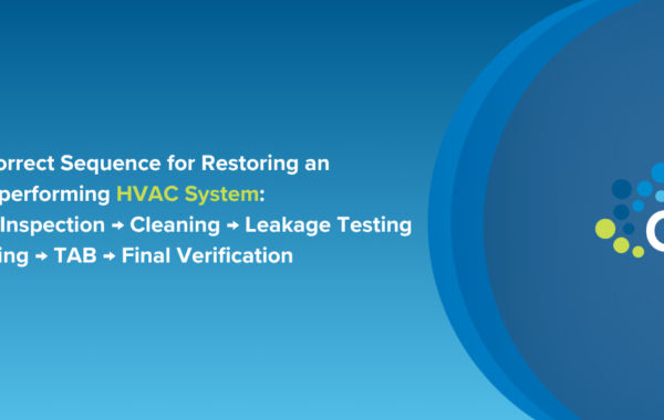 The Correct Sequence for Restoring an Underperforming HVAC System: CCTV Inspection → Cleaning → Leakage Testing → Sealing → TAB → Final Verification